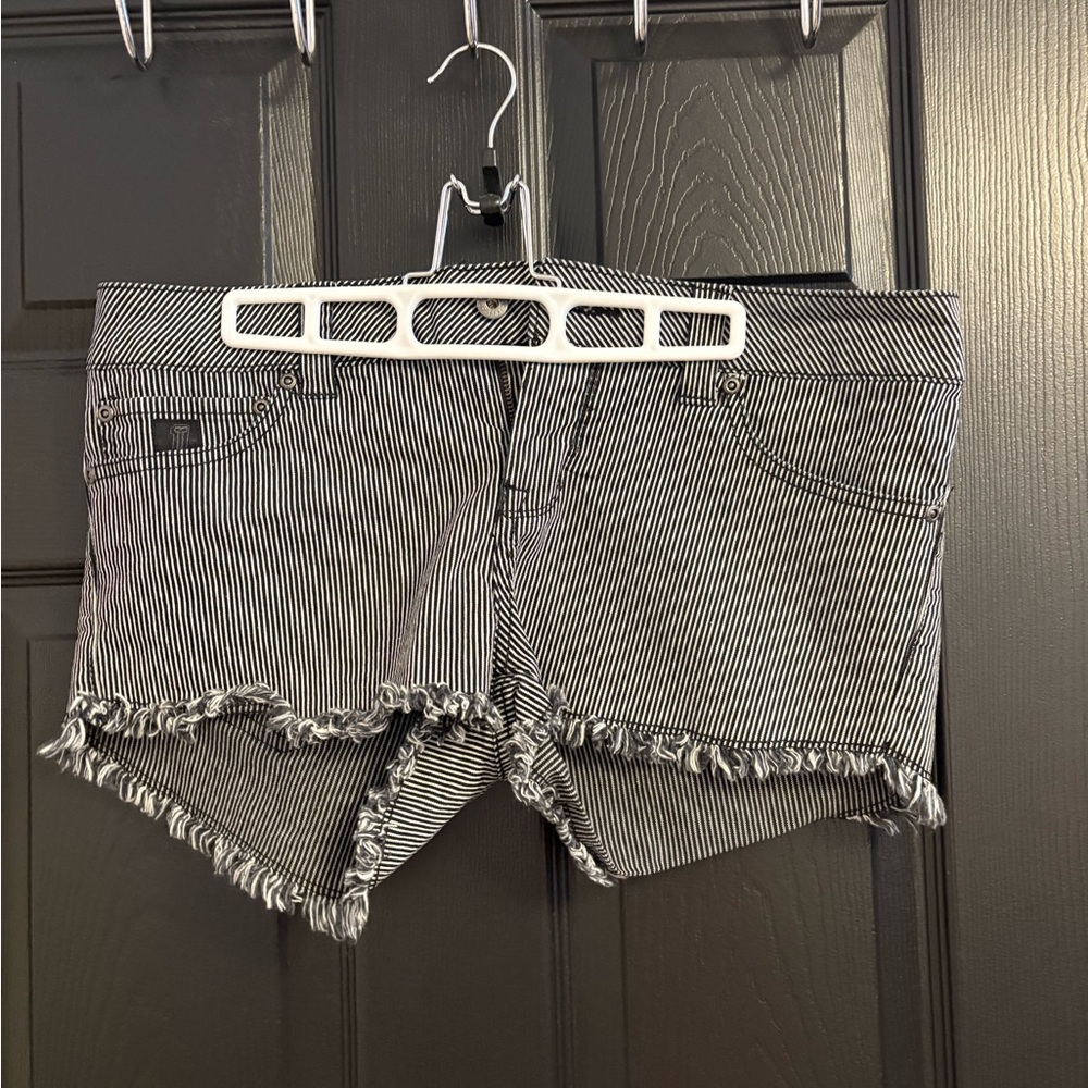 Harley-Davidson Black and White Striped Jean Shorts